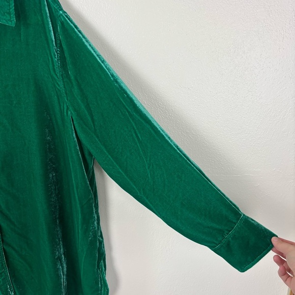 John Mark Crushed Velvet Button Down Top Women’s Size XL Green Boho Long Sleeve - Picture 3 of 7